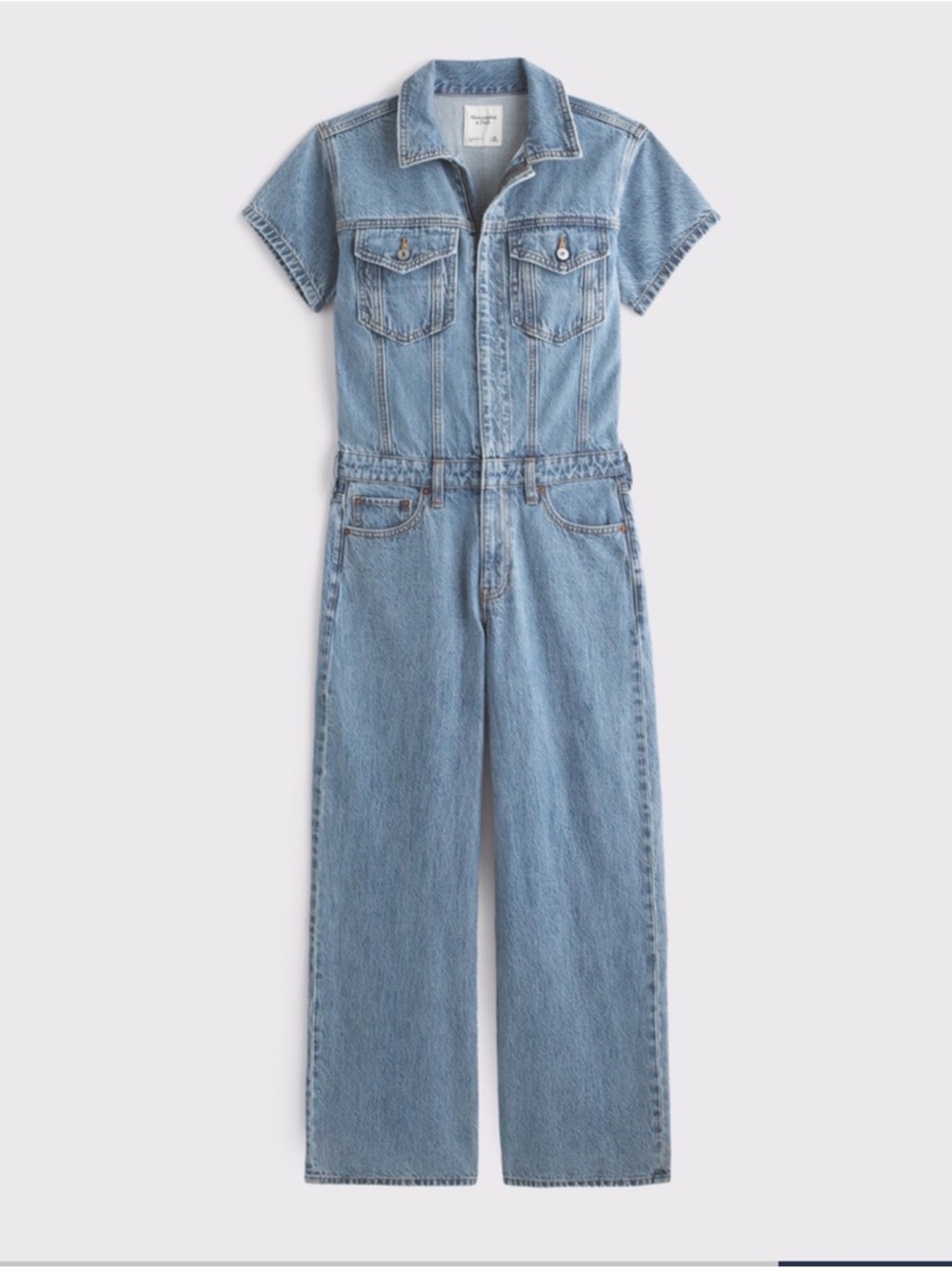 CLOSET CLEAN OUT Abercrombie & Fitch Light Blue Denim Short-Sleeve Jumpsuit - Picture 4 of 5